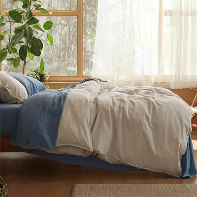 Rayon Derived From Bamboo Linen Blend Duvet Cover Queen