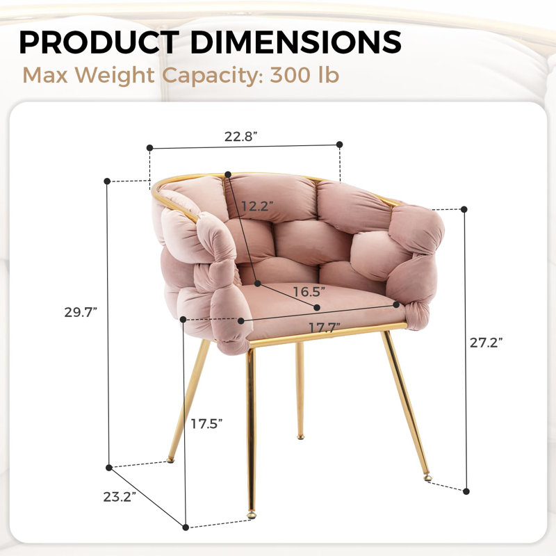 Modern Velvet Upholstered Kitchen Chairs Dining Chairs Set of 2, Pink 