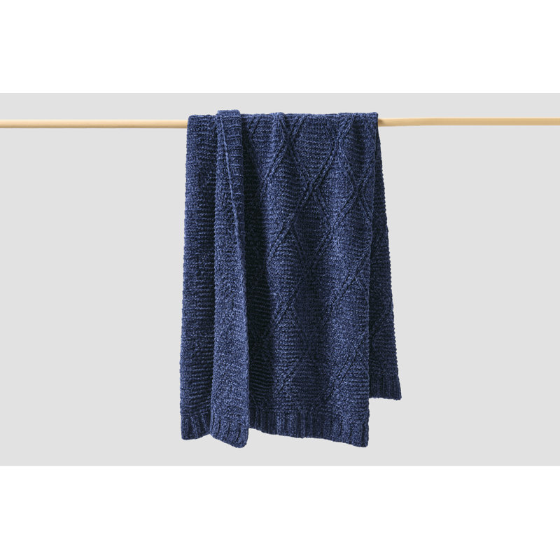 Jeté Diamond Chenille - Bleu marine, Blue