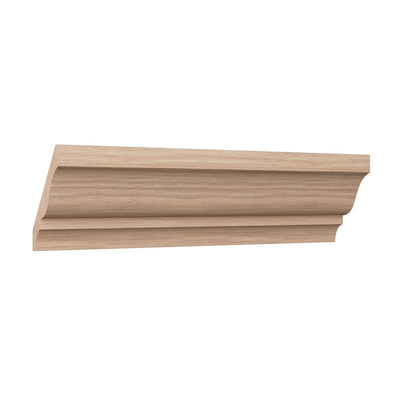 WM49 - Moulure de bois franc massif Crown Americraft, H 3 po x P 2 1/8 po x F 3 5/8 po x L 96 po, chêne rouge teinté