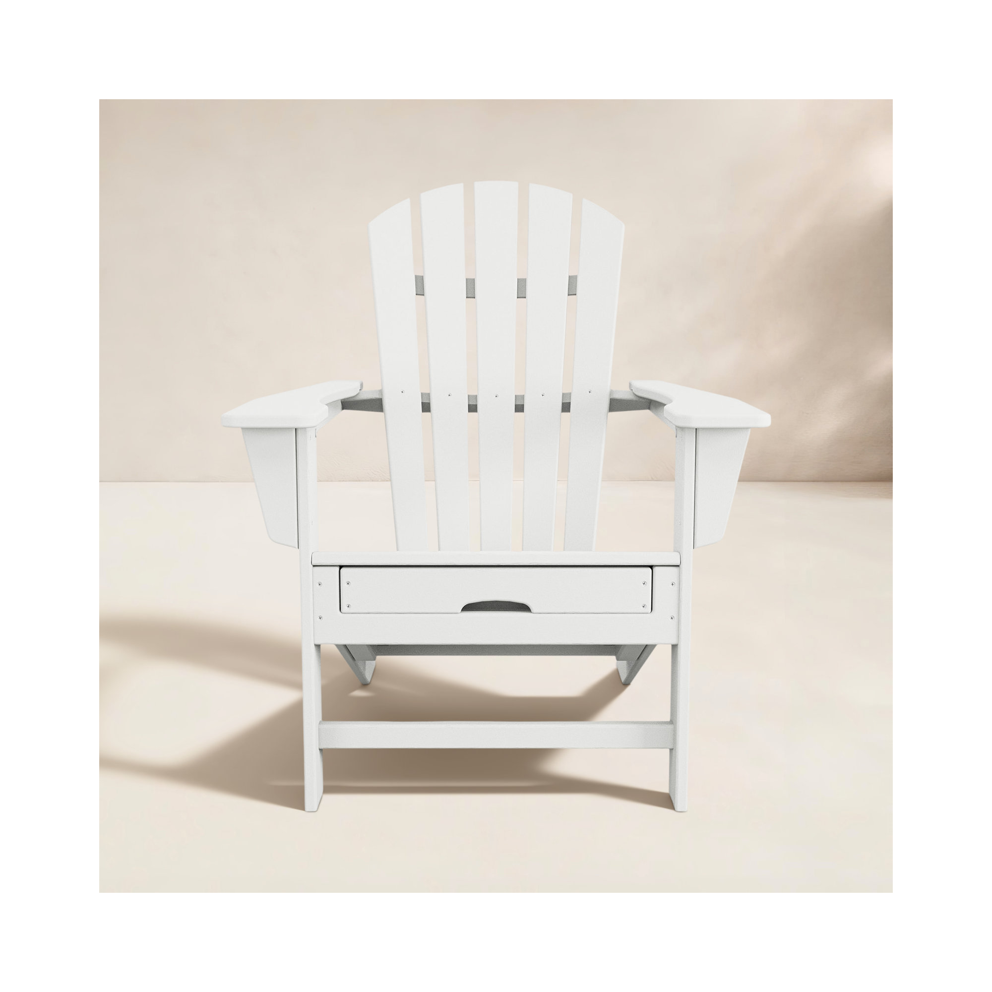 POLYWOOD Adirondack Chair with Hideaway Ottoman, White
