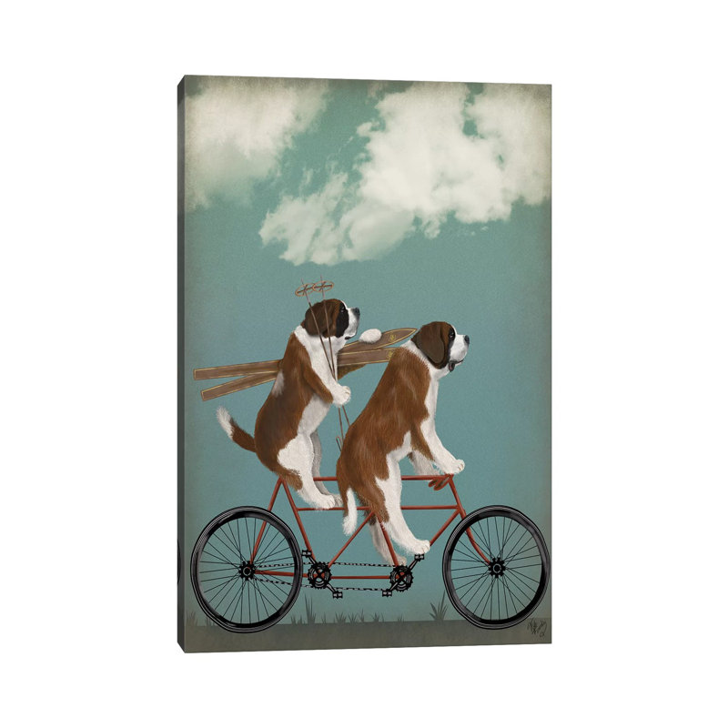 St. Bernard Tandem by Fab Funky - Wrapped Canvas Print, 66.04 cm H x 45.72 cm W