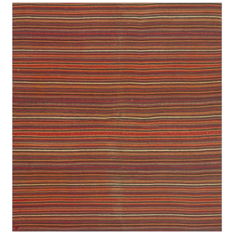 Tapis Kilim turc vintage tissé à plat, motif géométrique coloré, années 1950, petit format (122 x 152 cm).