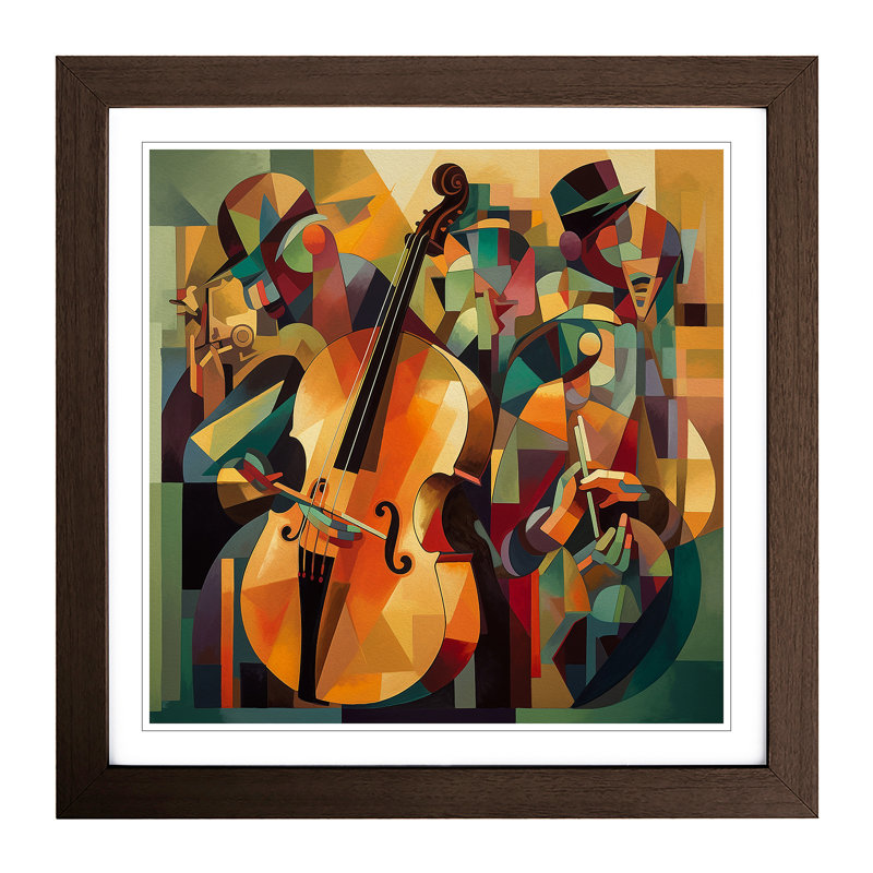 Jazz Cubism - Single Picture Frame Print on Wood, Walnut