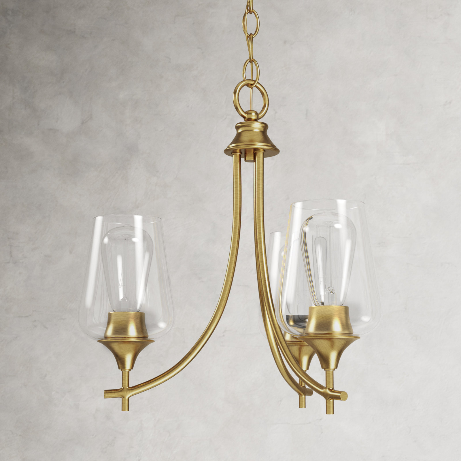 Breena 3 - Light Metal Dimmable Chandelier, Warm Brass