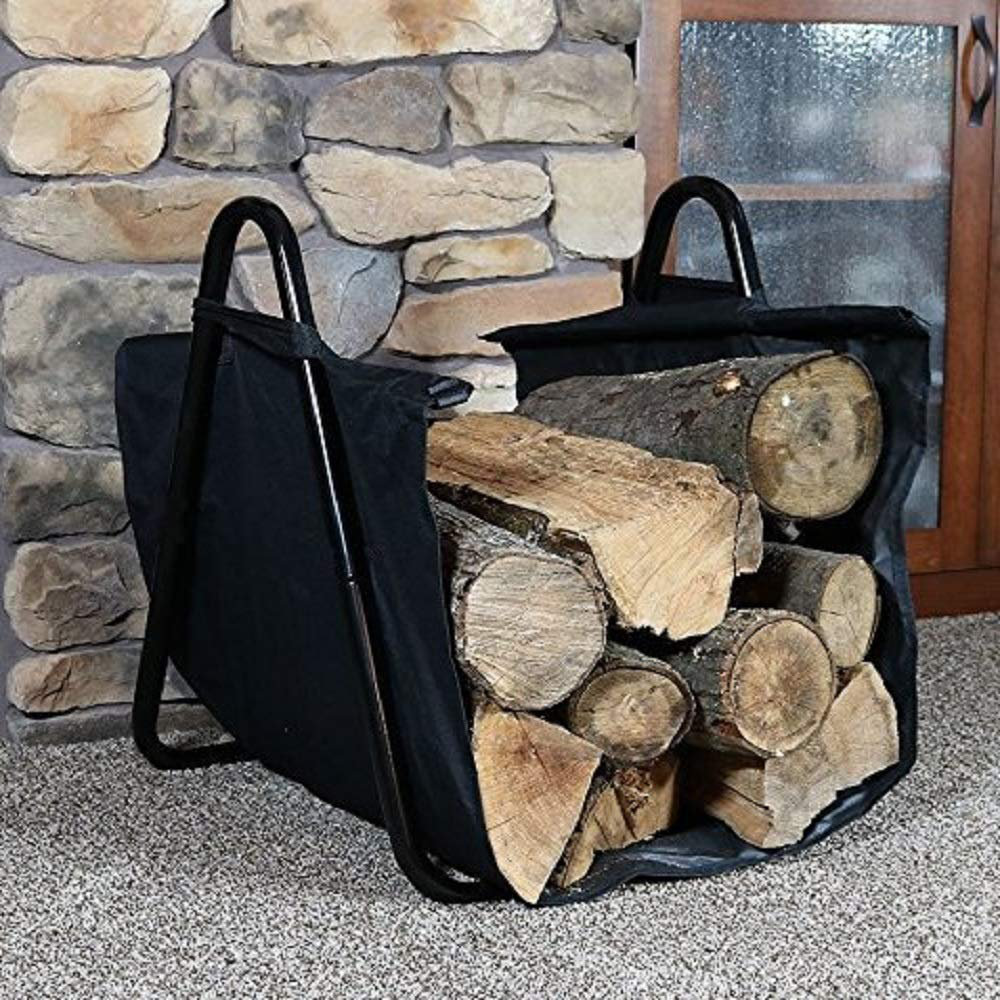 17 Stories Fireplace Log Holder With Canvas Firewood Rack Indoor Tote ...