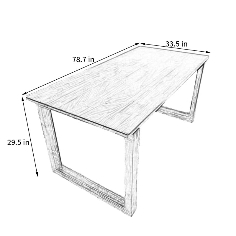 Tida Oak Solid Wood Dining Table, 29.1"H x 78.7"L x 33.5"W