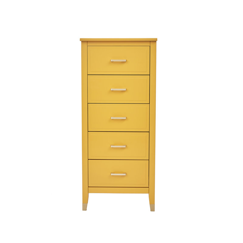 Olivette 5 - Drawer Chest of Drawers, Mustard