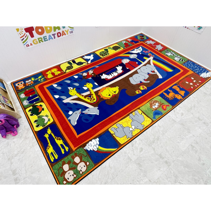 Tapis d'école du dimanche « Arche de Noé » de KidCarpet.com, rectangle de 183 x 260 cm, Rectangle 6 pi x 8 pi 6 po