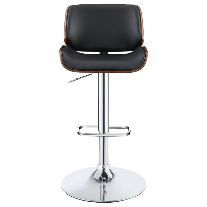 Tabouret de bar réglable noir et chrome avec vérin à gaz, parfait pour un usage domestique et professionnel polyvalent, Noir