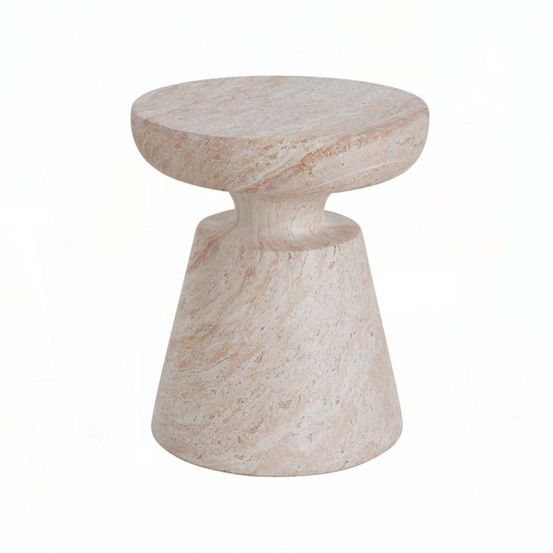 Jacqueline Lightweight Concrete MGO Side Table, Travertine