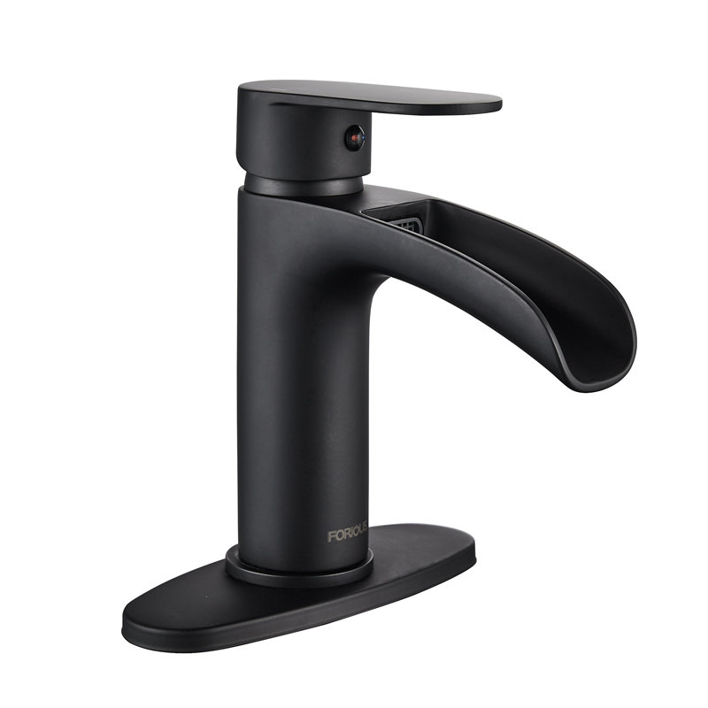 Single Hole Bathroom Faucet with Drain Assembly, Black