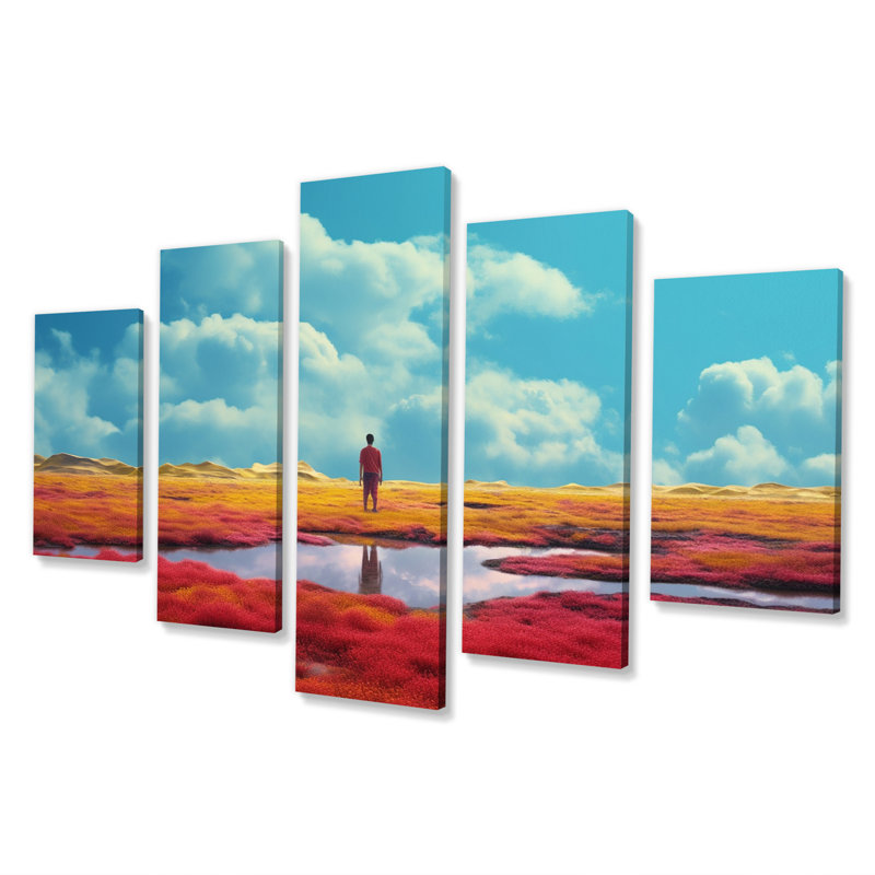 Florentina - prairie, reproduction sur toile - 5 panneaux