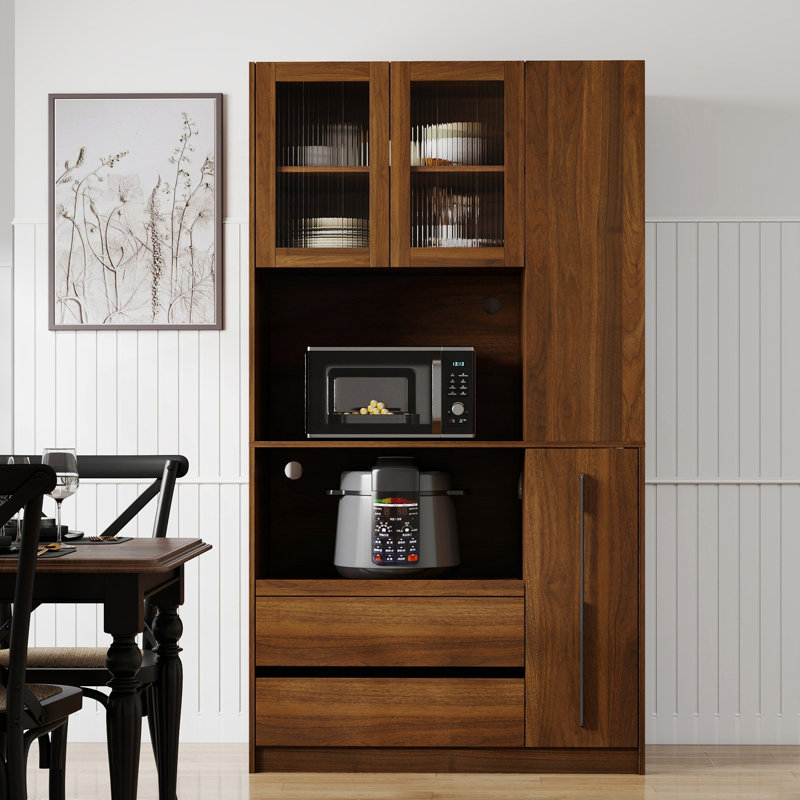 Tall Kitchen Pantry Cabinet With Multi-Functional Pull-Out Shelves