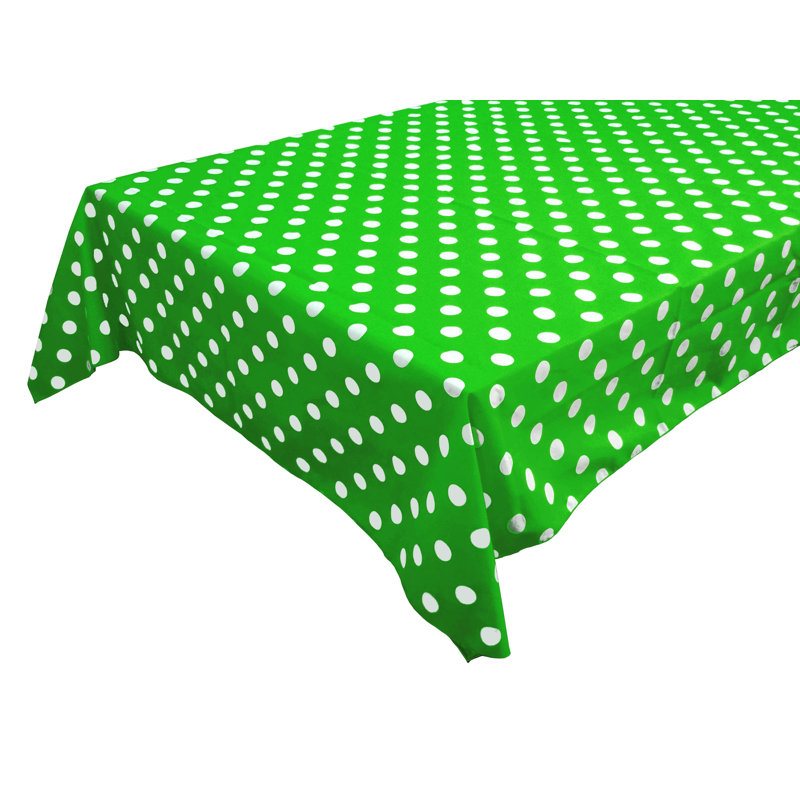 Polka Dots Print Tablecloths, 84" L x 58" W, White/Green