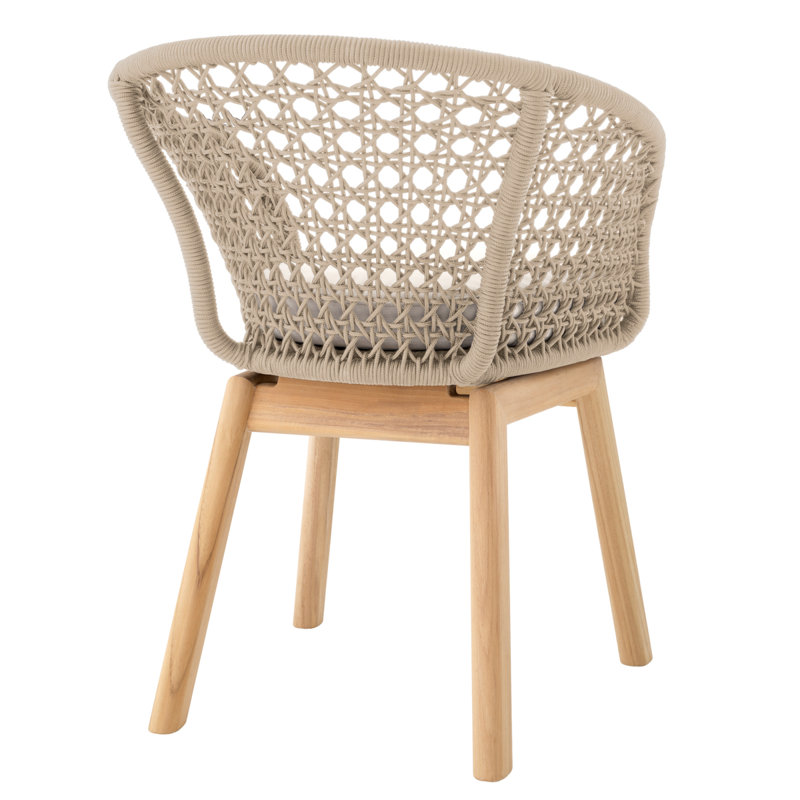 Trinity Outdoor Teak Dining Armchair, Cream
