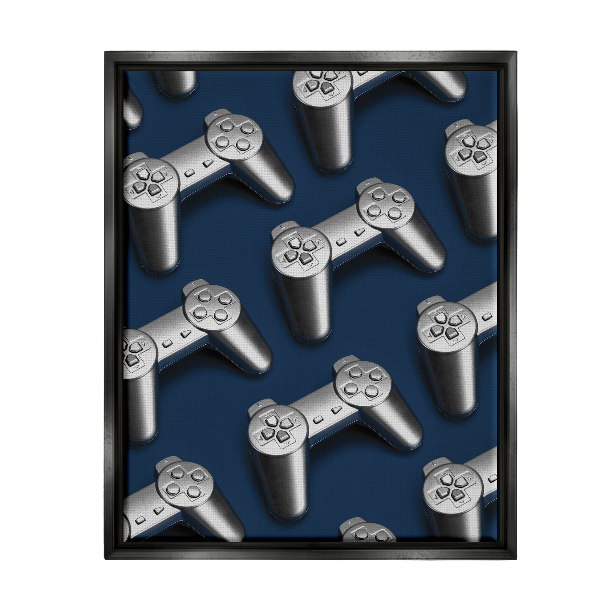 Hokku Designs Video Game Controller Pattern Framed Floater Canvas Wall ...