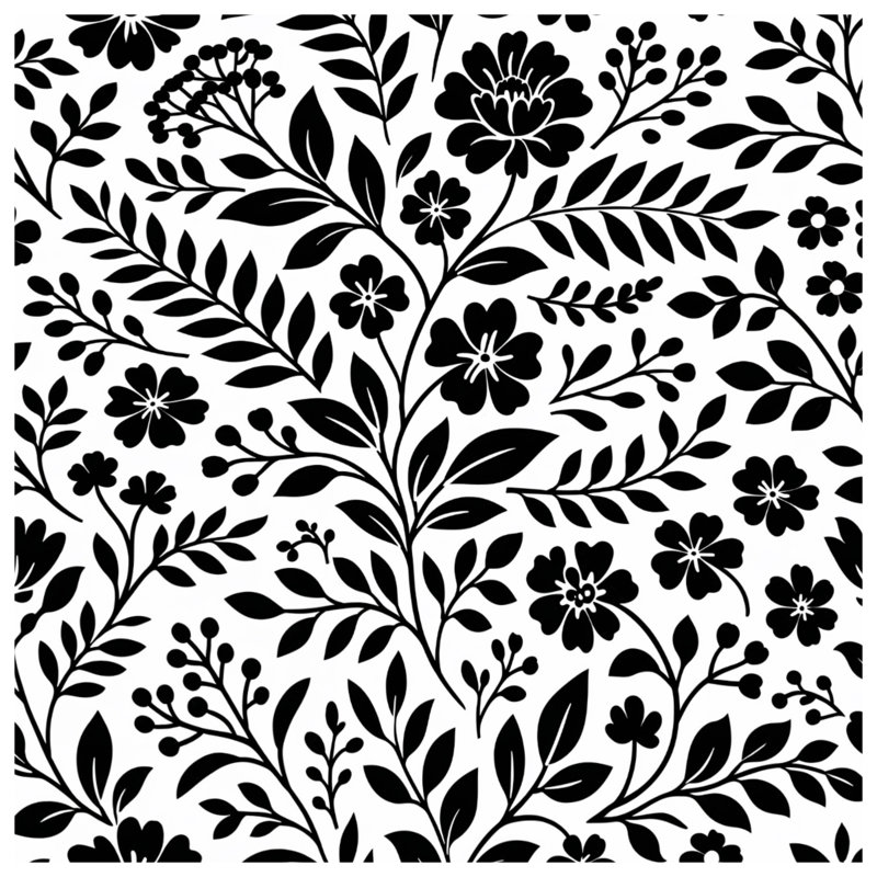 Housses de couette à motif floral noir et blanc, Twin