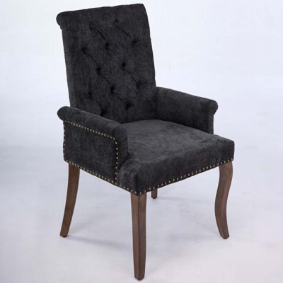 Fernleigh Single Pack Traditional Upholstered Dining Chair with Solid Wood Frame and Luxurious Chenille Fabric.