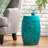 Delicate Teal Lace Cut Side Table, 12.14”x12.14”x18.52”, Powder-coated Iron Frame, No Assembly Modern 12.14”w X 12.14”d 18.52”h, Teal, Metal,