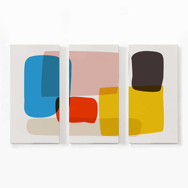 Rectangular Rhapsody | 3 Panel Split Large Canvas Print, 36" H x 54" W