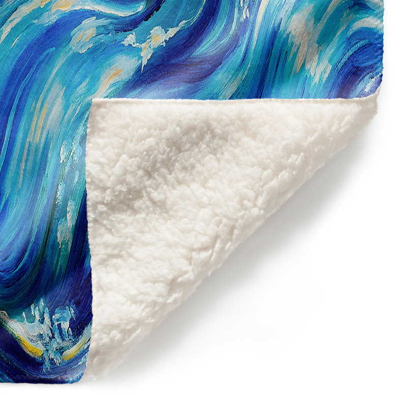 Couverture sherpa à ondulations blue waves, l 51 po x L 60 po