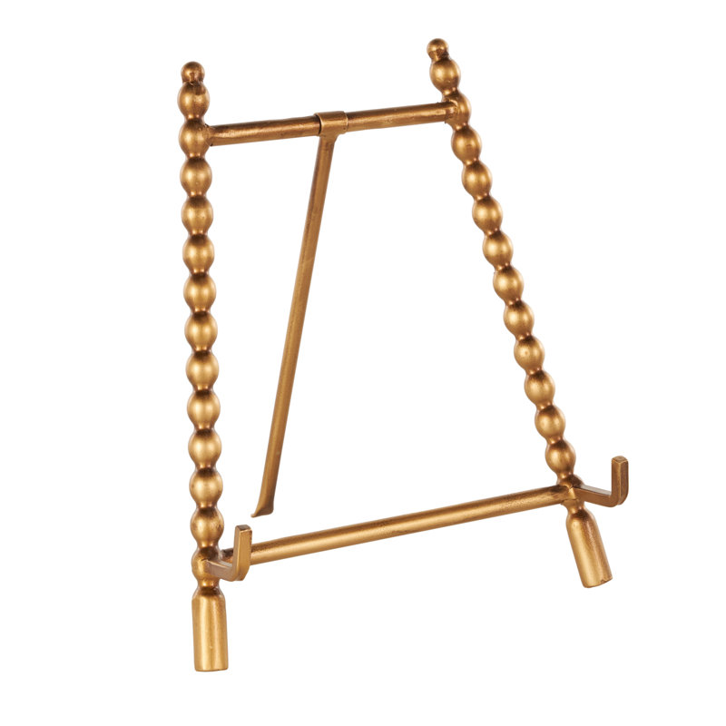 Cole And Grey Metal Wide Abstract Display Easel, Gold