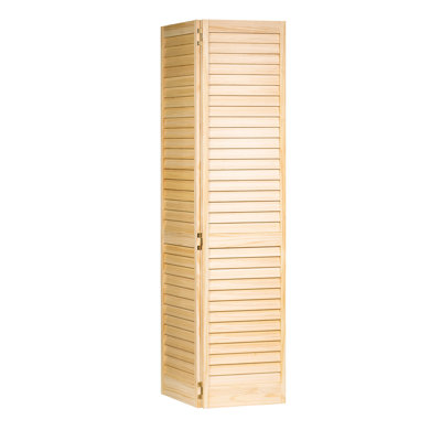 Louvered Wood Unfinished Plantation Bi-Fold Door