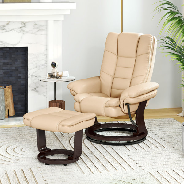 17 Stories 85cm Wide Faux Leather Swivel Standard Recliner Recliner ...
