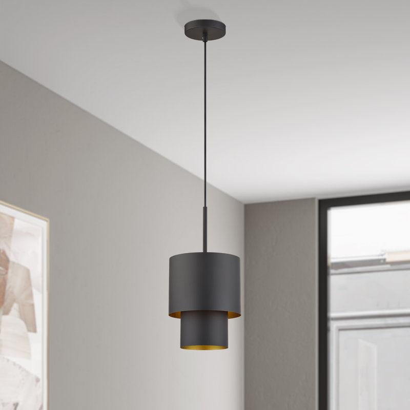 Mini-luminaire suspendu en bronze 1 lumière Zolana, Bronze, Brun