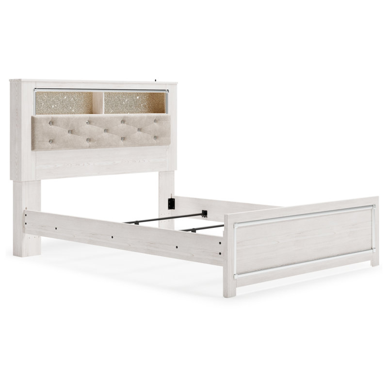 Beamond Upholstered Bookcase Storage Bed, Queen