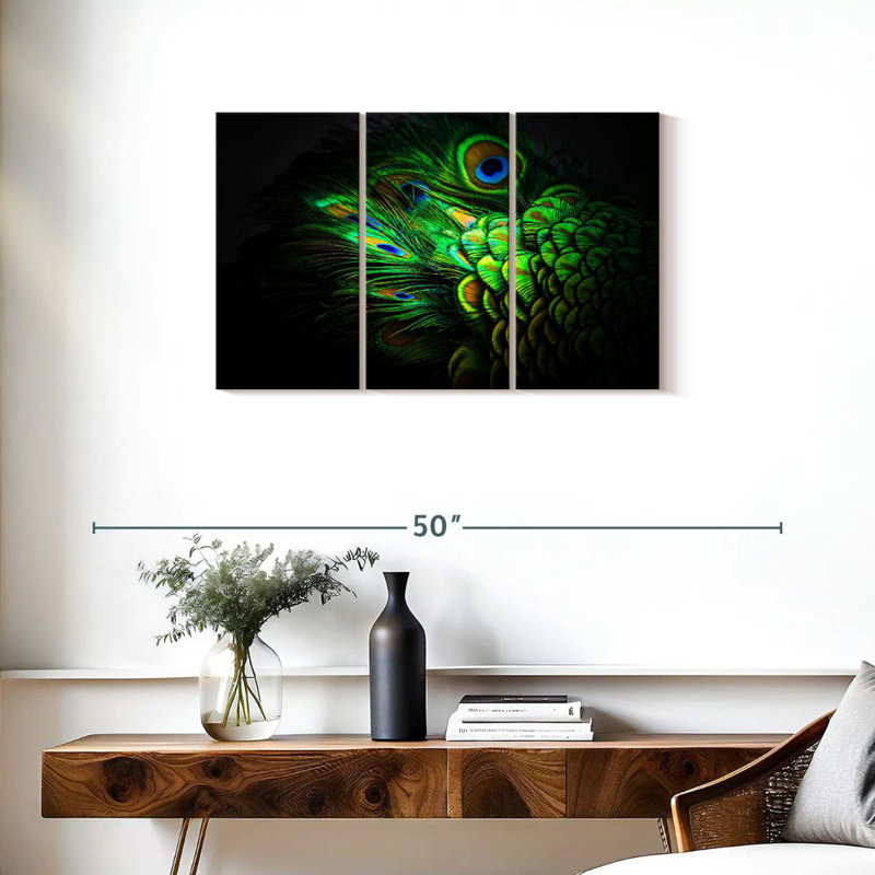 Brampt Emerald Peacock Feather, 20" H x 33" W