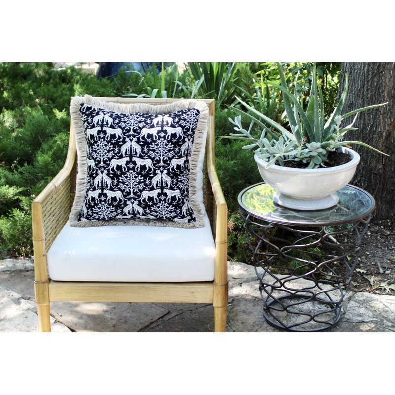 Indoor/Outdoor Pillow Cover & Insert, 20" H x 20" W, Black/White, Square