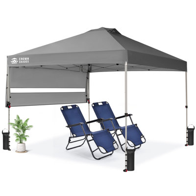 Commercial 10 Ft. W x 10 Ft. D Instant Pop-Up Canopy Tent with Extended Awning and Patented Centerlock Gray