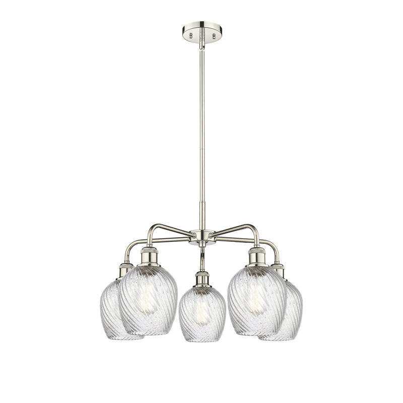 Lustre sphérique à 5 lumières Jesiah, Nickel poli