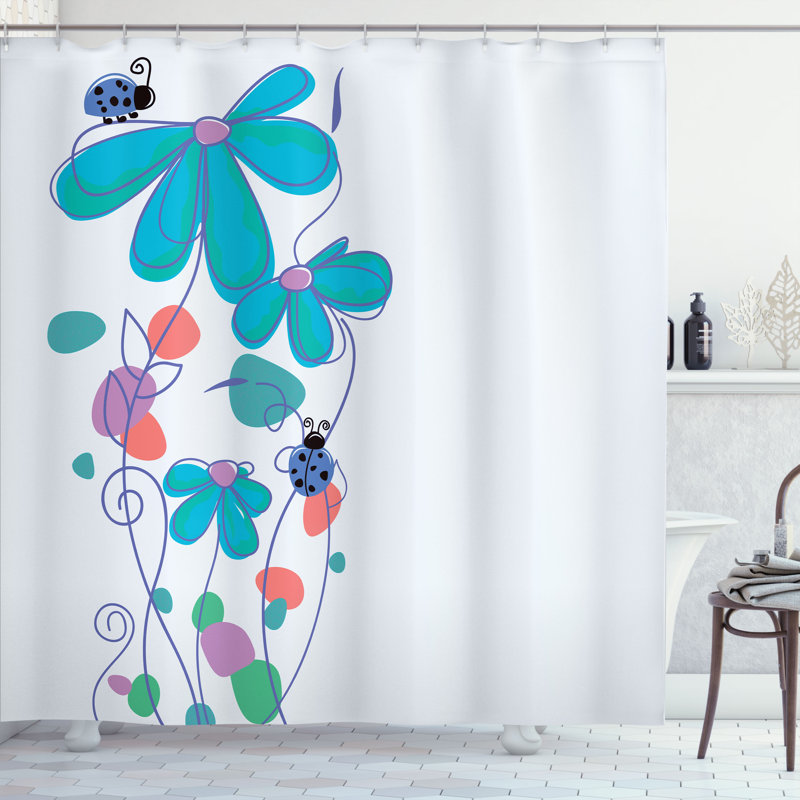 Ensemble de rideau de douche Kids, 69"H x 75"W, Saumon, turquoise