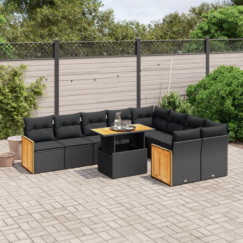  Garden Sofa Set Black
