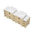 Meuble-lavabo autoportant double vasque de 213 cm (84 po) avec comptoir blanc, panneau à recouvrement, système combinable, rails, installation facile, style minimaliste moderne.
