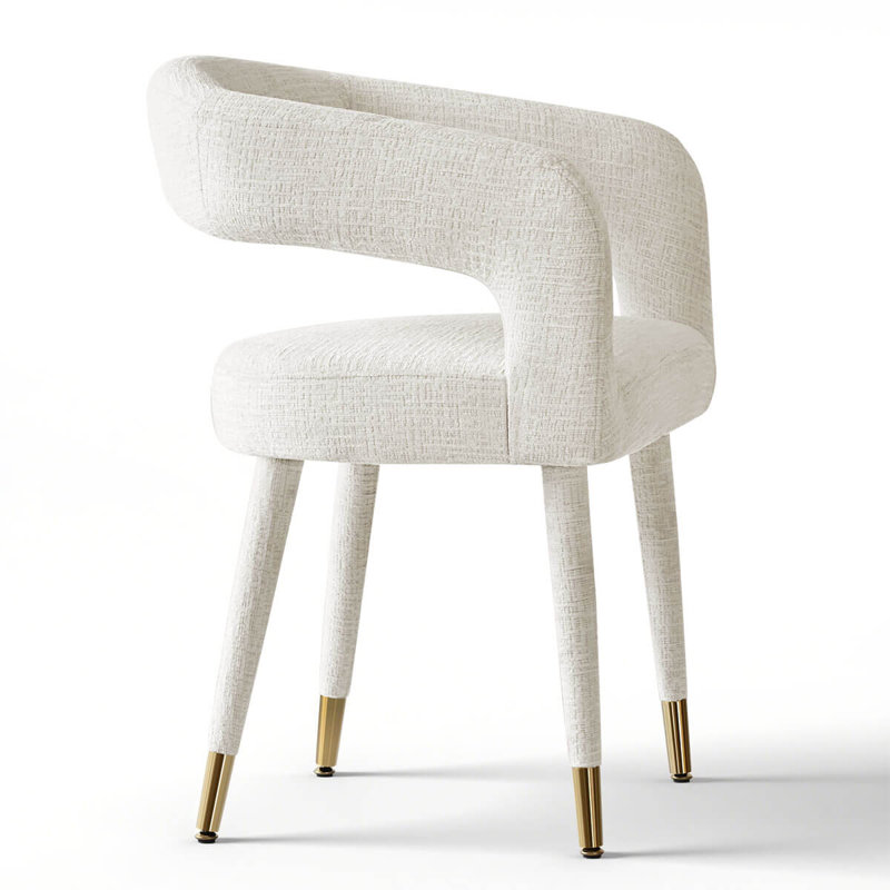 Ensemble de 4 chaises de salle à manger rembourrées à dossier ouvert, Blanc cassé