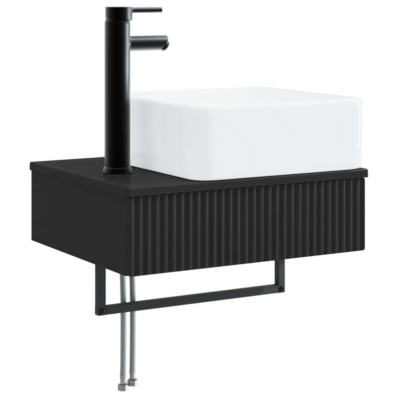 Single Bathroom Vanity with Ceramic Basin, Black