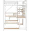 Lit mezzanine avec structure en métal, rangement et bureau blanc, bureau double, extérieur