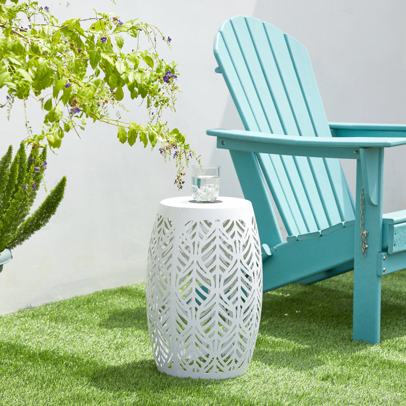 Tabouret d'appoint ou de jardin avec lumière solaire Loiret, Blanc