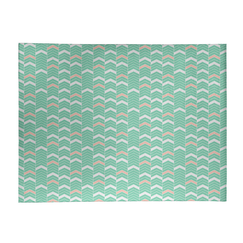 Tapis rouge pâle/rose à chevrons, Rectangle 9 pi x 12 pi