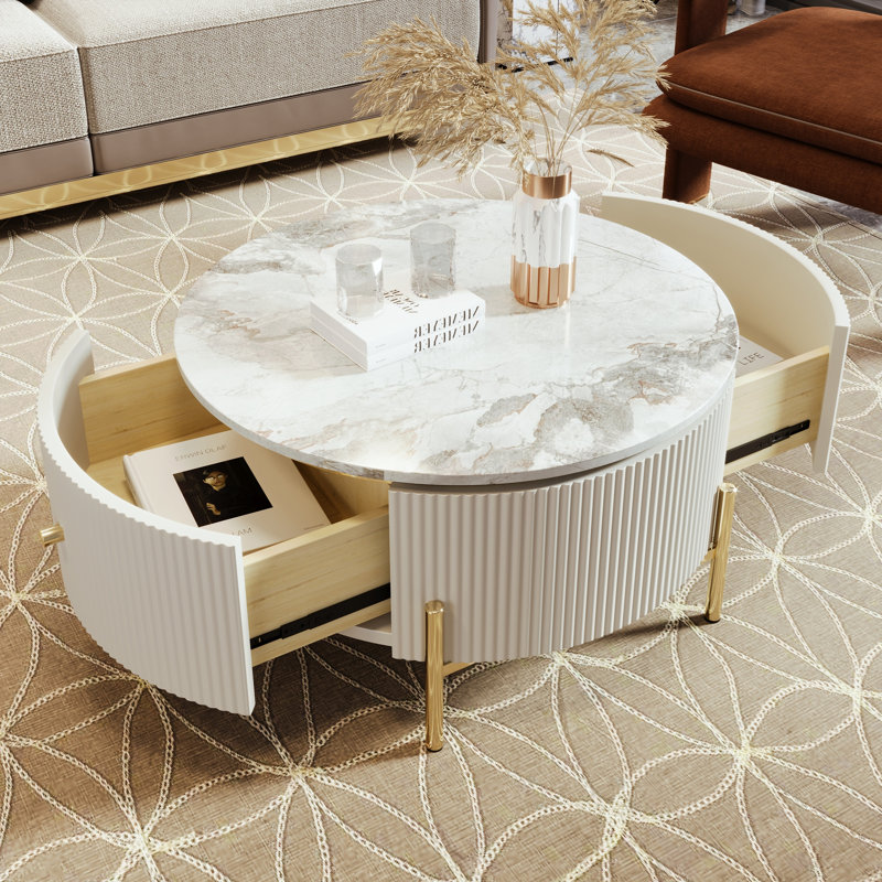 Table basse moderne avec 2 grands tiroirs de rangement Modern