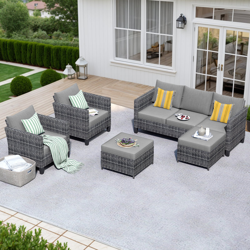 Townsey 5 - Person Patio Conversation Set with Cushions, No, Dark Gray