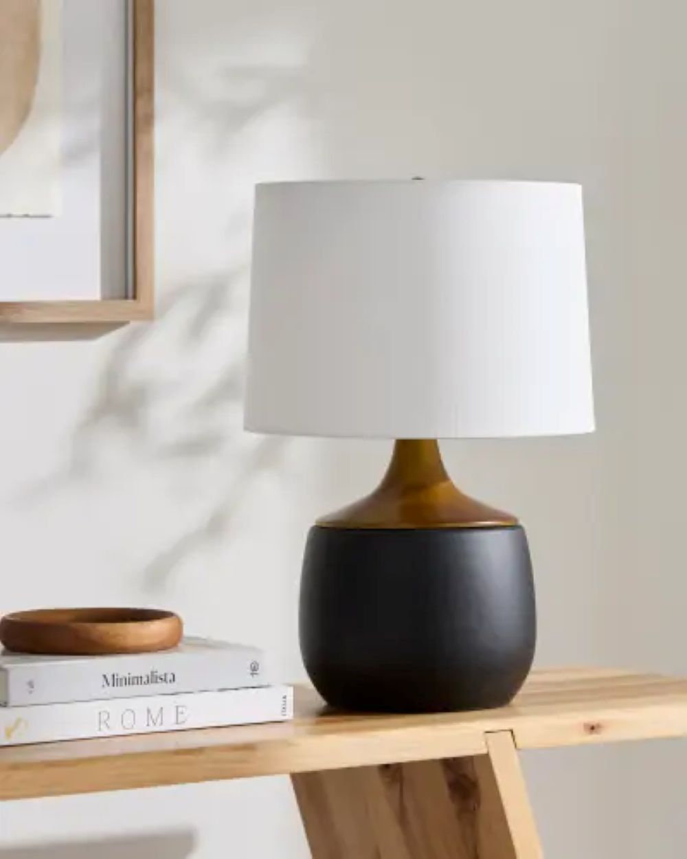 Ceramic Table Lamp, Black, White