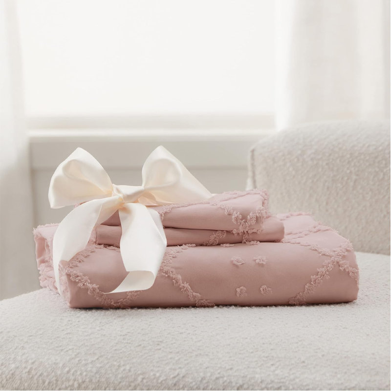 Bedsure Boho Duvet Cover Set For All Season, Twin Duvet Cover + 1 Standard Pillow Sham, Pink