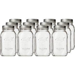 Regular Mouth 32 oz Mason Jars - (2 Pack) - Ball Regular Mouth 32-Ounces  Quart Mason Jars with White M.E.M Food Storage Plastic Lids, Lids are Super  Tight & LEAK PROOF 