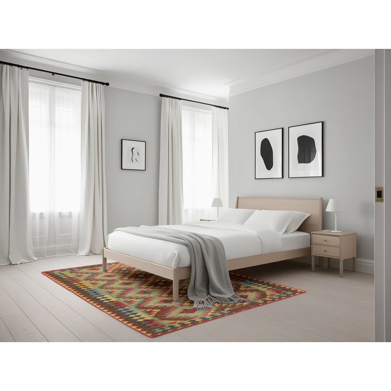 Tapis brun/gris/rouge contemporain, Rectangle 5 pi x 7 pi
