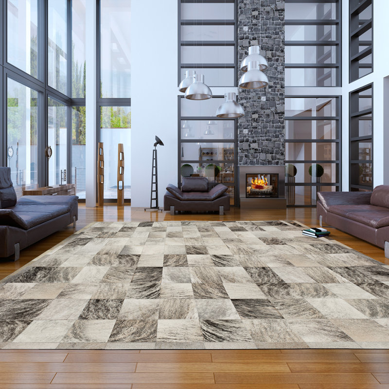 Ares Cowhide Geometric Area Rug, Rectangle 6' x 9'